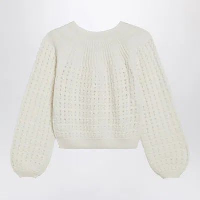 Chloé Milk-colored Wool And Knit Cardigan In White