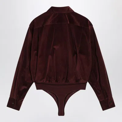 Max Mara Cherry-colored Velvet Shirt-body In Red