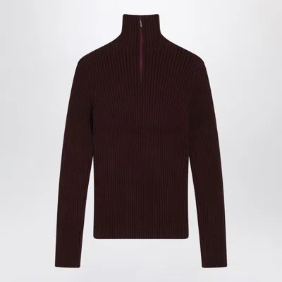 Max Mara Cherry-colored Turtleneck In Wool And Cashmere Blend In Red