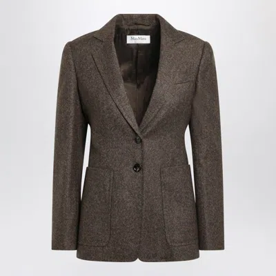 Max Mara Single-breasted Jacket In Tweed In Brown