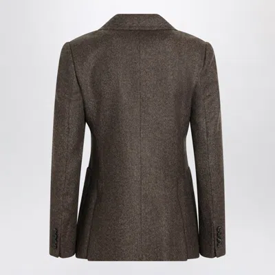 Max Mara Single-breasted Jacket In Tweed In Brown