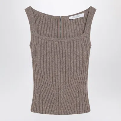 Max Mara Hazelnut-colored Top In Wool And Cashmere Blend In Brown
