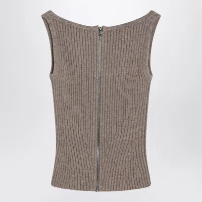 Max Mara Hazelnut-colored Top In Wool And Cashmere Blend In Brown