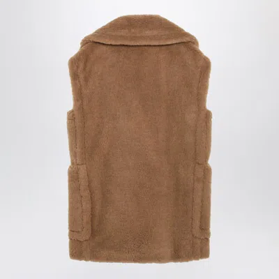 Max Mara Camel-coloured Teddy Waistcoat In Brown
