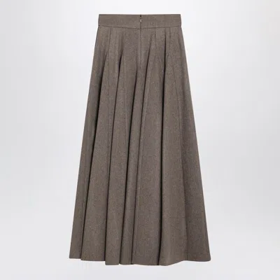 Max Mara Wide Hazelnut-colored Skirt In Felt In Gray