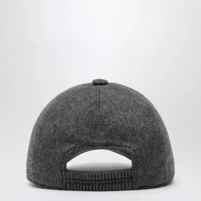 Zegna Cashmere Baseball Cap Embroidered Detail In Gray