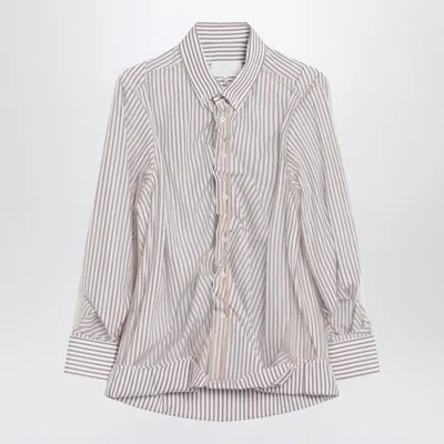 Maison Margiela Striped Layered Tulle Shirt In Multi