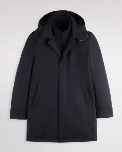 Fay Long Coat Jersey Hood Pockets In Black