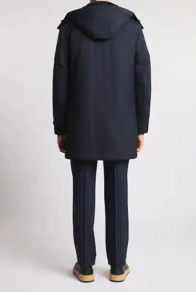 Fay Long Coat Jersey Hood Pockets In Black