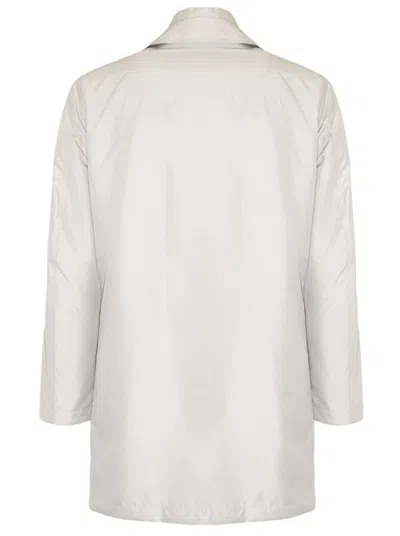Fay Buttoned Collar Coat In White