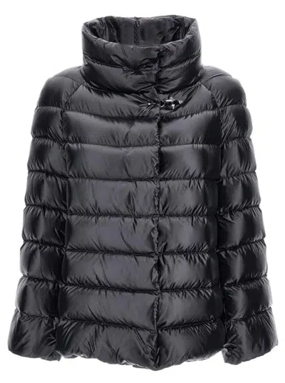 Fay Glossy Quilted Down Coat With Structured Collar In Black