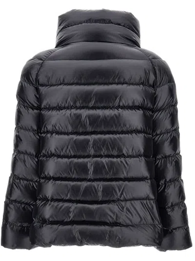 Fay Glossy Quilted Down Coat With Structured Collar In Black