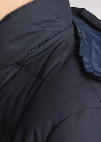 Fay Quilted Hooded Pea Coat In Blue