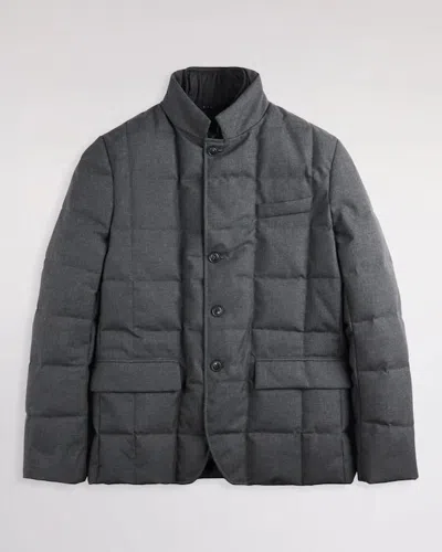 Fay Short Down Jacket In Carded Wool Flannel In Gray