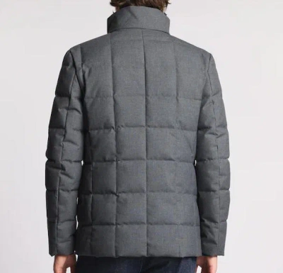 Fay Short Down Jacket In Carded Wool Flannel In Gray