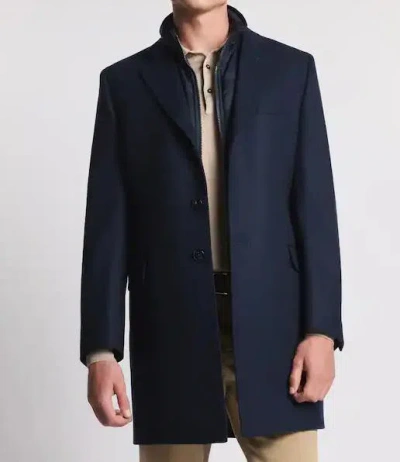 Fay Three-button Detachable-collar Coat In Blue