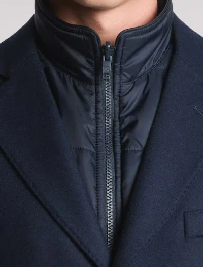 Fay Three-button Detachable-collar Coat In Blue