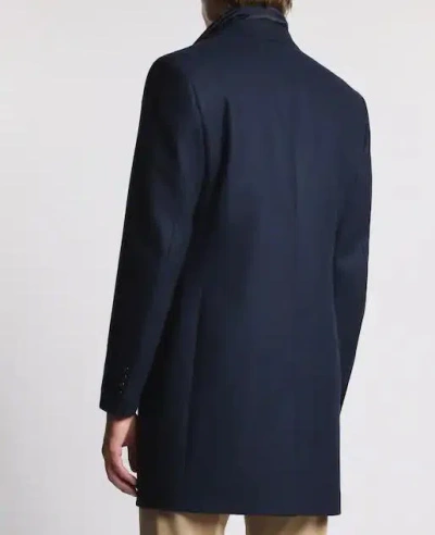 Fay Three-button Detachable-collar Coat In Blue