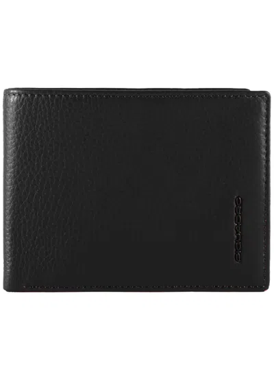 Piquadro Secure Lightweight Textured Rfid Wallet In Black