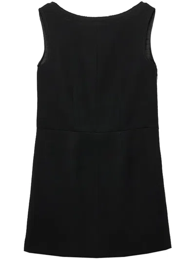 Prada Chic Sleeveless Dress Fur Collar In Black