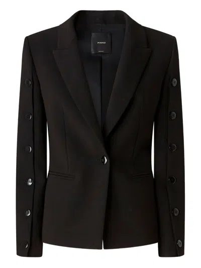 Pinko Single-breasted Blazer With Buttoned Sleeves In Brown