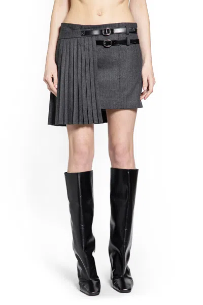 Coperni Pleated Uniform Mini Skirt In Gray