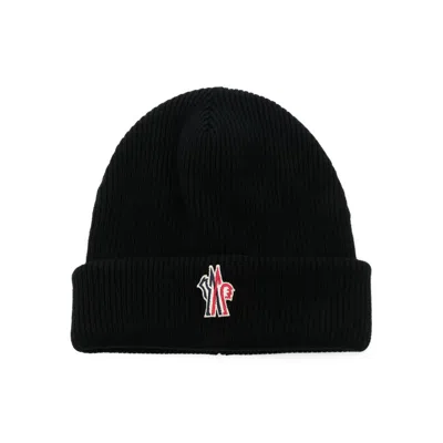 Moncler Ribbed Texture Hat Turn-up Brim In Black