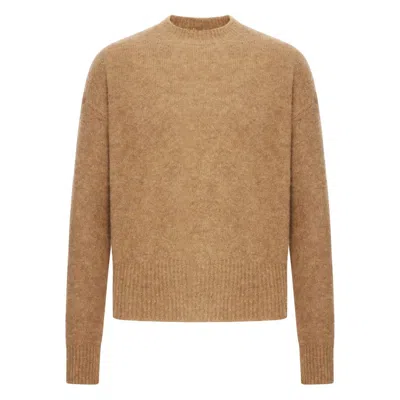 Ami Alexandre Mattiussi Ami Paris Crew Neck Sweater With Logo In Brown