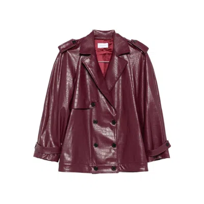 The Nina Studio Crocodile-effect Double-breasted Jacket In Red