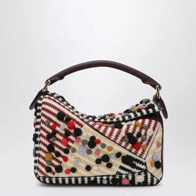 Loewe Small Puzzle Bag With 3d Effect Polka Dots In Sand