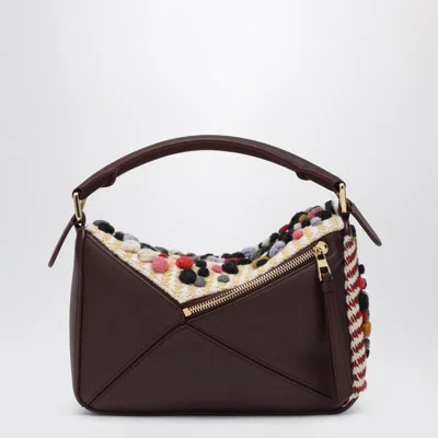 Loewe Small Puzzle Bag With 3d Effect Polka Dots In Sand