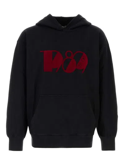 1989 Studio Hooded Sweatshirt Kangaroo Pocket Ribbed Cuffs In Black