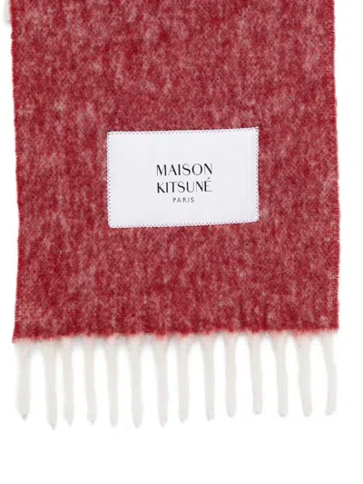 Maison Kitsuné Alpaca Striped Scarf Accessories In Pink