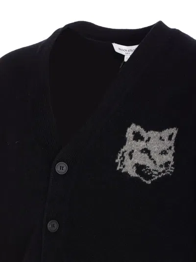 Maison Kitsuné Black Fox Head Cardigan With Buttons Closure In Brown