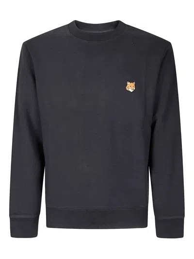 Maison Kitsuné Cotton Sweatshirt Featuring Fox Head Design In Blue
