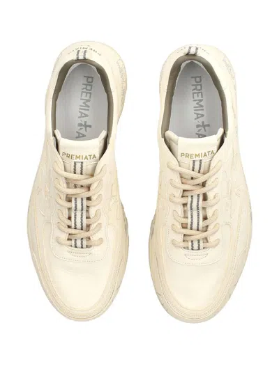 Premiata Low-top Sneakers With Distinctive Logo And Rubber Sole In Neutral