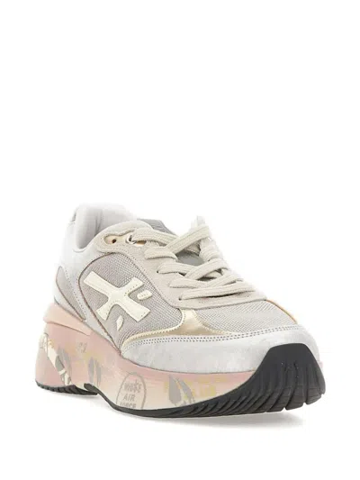 Premiata Chunky Multicolour Sneakers With Metallic And Leather Panels In Multi