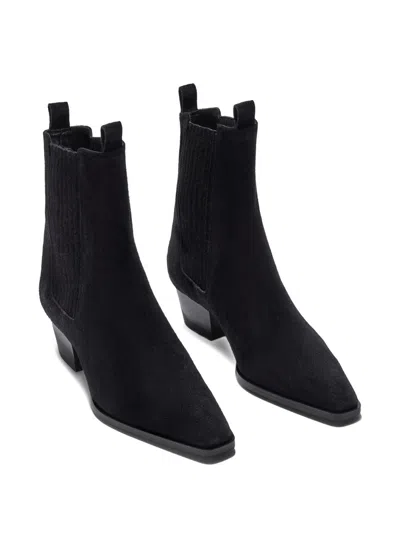 Aeyde Pointed Toe Ankle Boots With Elastic Side Panels In Black