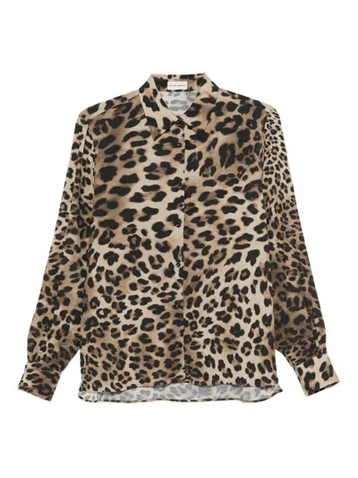Officine Generale Elzini Button Shirt In Animal Print