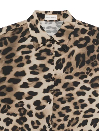 Officine Generale Elzini Button Shirt In Animal Print