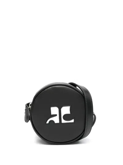 Courrèges Black Reedition Leather Circle Bag In Black