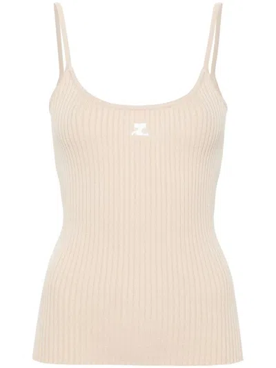 Courrèges Reedition Knit Tank Top Clothing In Neutral