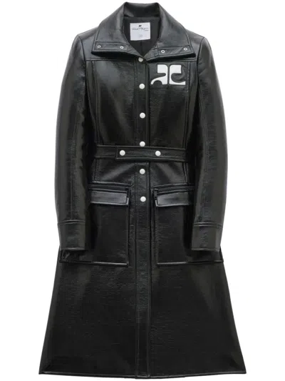 Courrèges Reedition Vinyl Trench Coat Clothing In Black