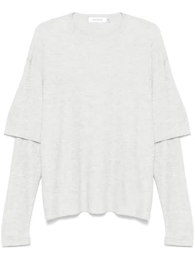 Aya Muse Ribbed Double Layer T-shirt Clothing In Gray
