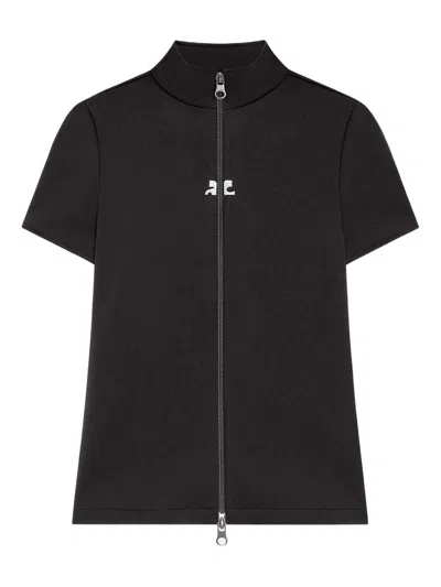 Courrèges Interlock Zipped Top Clothing In Black