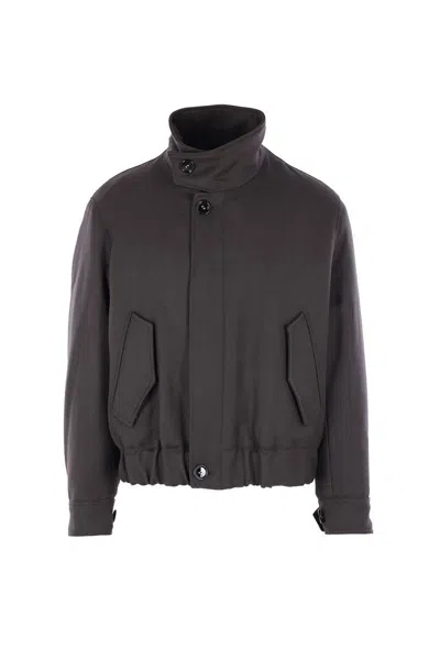Ami Alexandre Mattiussi Harrington Wool Gabardine Jacket In Gray