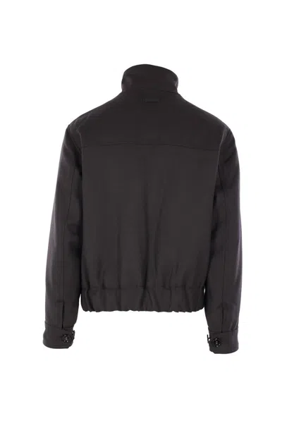 Ami Alexandre Mattiussi Harrington Wool Gabardine Jacket In Gray