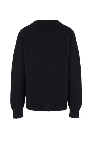 Ami Alexandre Mattiussi Ami Paris Ami Paris De Coeur Wool Cardigan In Black