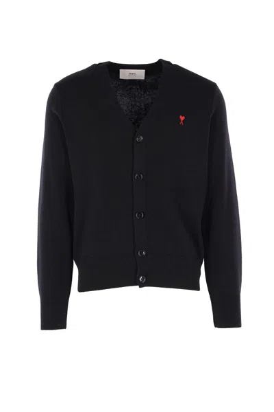 Ami Alexandre Mattiussi Ami Paris Men Ami De Coeur Cardigan In Black