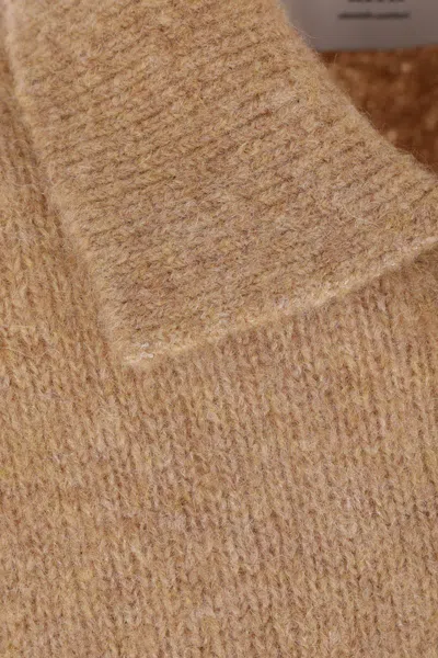 Ami Alexandre Mattiussi Ami Paris Grey Wool And Alpaca Polo Sweater Ami Paris In Brown